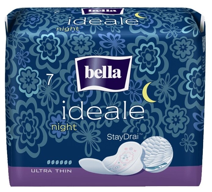 Прокладки женские гигиенические впитывающие Bella Ideale Ultra Night ультратонкие 7 шт. TZMO S.A. - фото №1