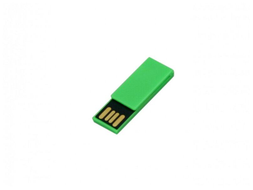 Пластиковая флешка зажим скрепка для нанесения логотипа (32 GB USB 2.0 Зеленый/Green p_clip01 Flash drive модель 201 W)