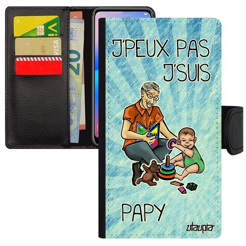 фото Красивый чехол- книжка для мобильного // apple iphone 7 // "не могу - стал дедом!" крутой принт, utaupia, голубой