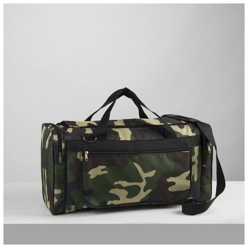 фото Сумка дорожная, отдел на молнии, 3 наружных кармана, длинный ремень, цвет камуфляж/коричневый mikimarket