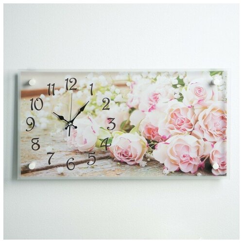 фото Часы настенные, серия: цветы, "розы", 26х52 см, микс рубин 2976086 . yandex market