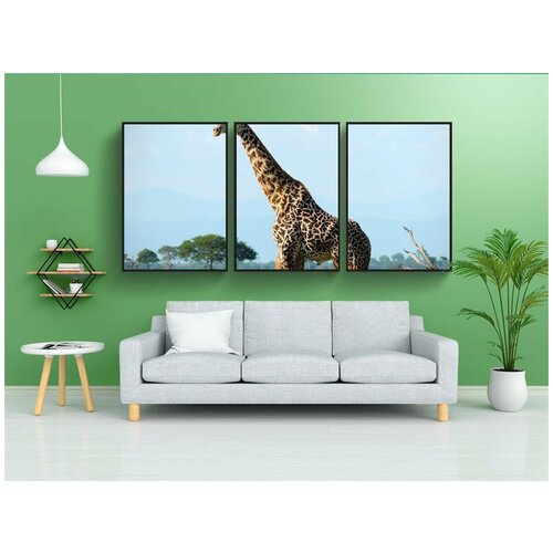 фото Набор модулных постеров для интерьера "жирафа, сафари, дикий" 60x90 см. в тубусе, без рамки lotsprints