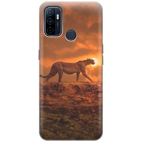 фото Силиконовый чехол на oppo a53 (2020) / a32 / оппо а53 2020 / а32 с принтом "закатный гепард" gosso