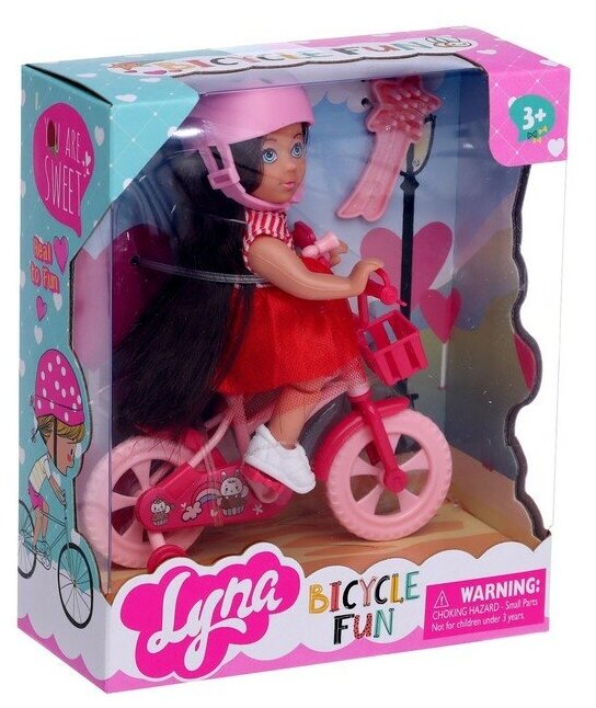 Кукла малышка Lyna на велопрогулке с велосипедом и аксессуарами, микс