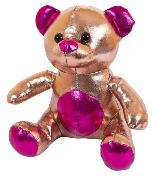 Мягкая игрушка ABtoys Медведь коричневый 18 см, серия "Металлик" (M2053)