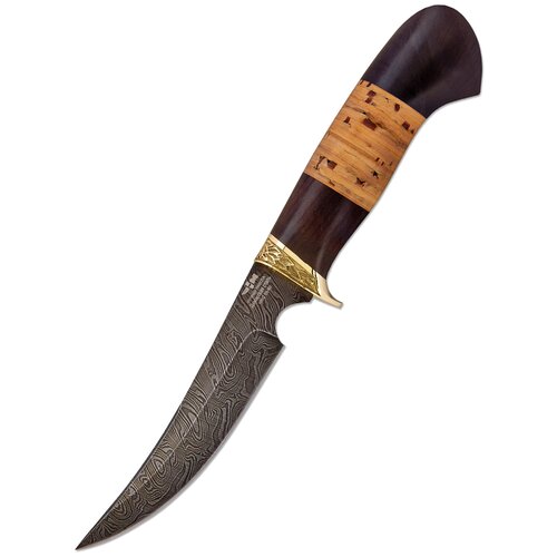 фото Нож ручной работы ножемир из дамасской стали рыбацкий (3386)д