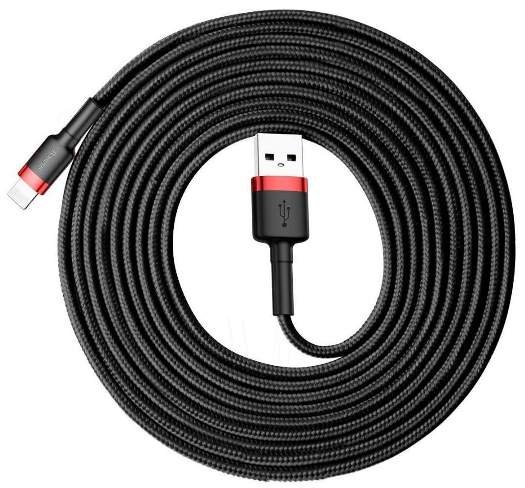 Кабель USB - Lightning 3м Baseus Cafule Cable - Черный/Красный (CALKLF-R91)