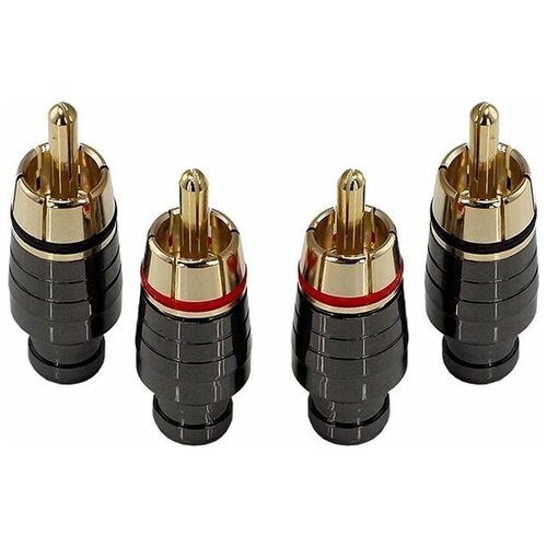 Коннектор Aura RCA-P403, для кабеля до 4 мм, 2 пары, 4 шт, черный