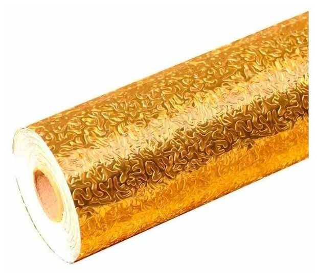 Алюминиевая "золотая" самоклеящаяся защитная плёнка фольга для кухни, ширина 60 см, рулон 3 м