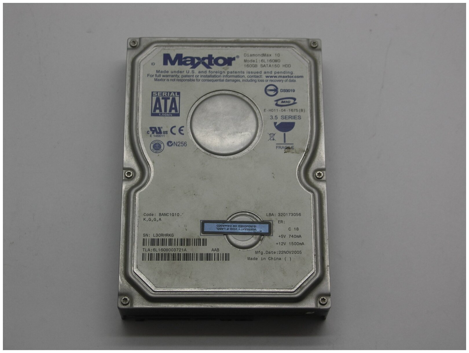 Жесткий диск Maxtor 160 Gb 7200 rpm SATA