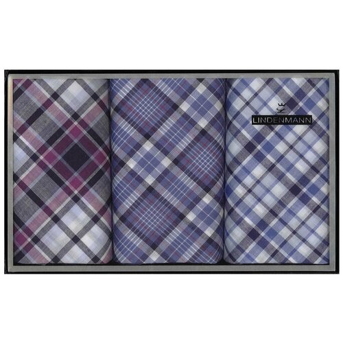 фото Клетчатые мужские носовые платки, 3 шт. lindenmann размер:43 х 43 см цвет: синий арт. 50021