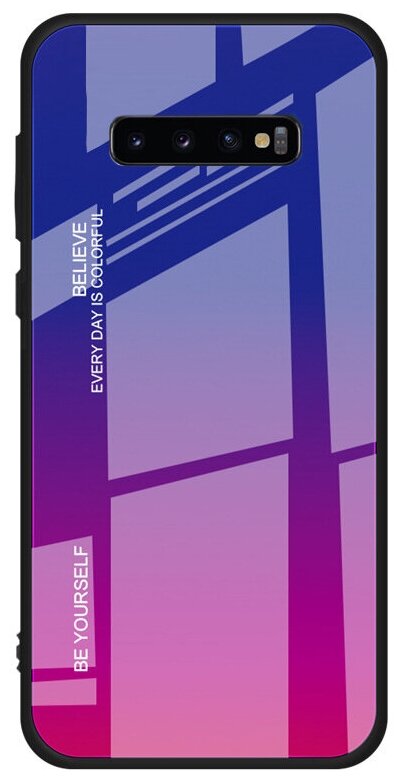 Чехол-бампер Mypads силиконовый для Samsung Galaxy S8 Plus SM-G955 с закаленным стеклом на заднюю крышку «тематика Градиент»фиолетовый