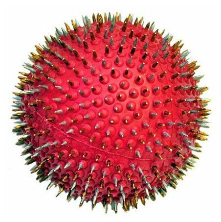 Массажер аппликатор Ляпко "Мячик игольчатый", диаметр 55 мм, шаг игл 4 мм, с серебром, цвет: красный