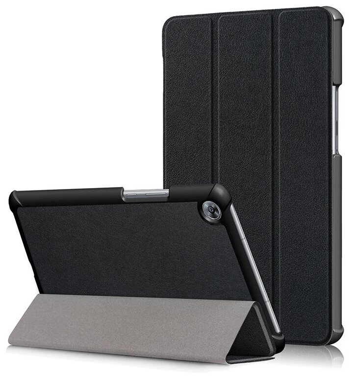 Чехол-обложка MyPads для iPad Pro 12.9 (2018) A1895 A1983 A2014 тонкий умный кожаный на пластиковой основе с трансформацией в подставку черный