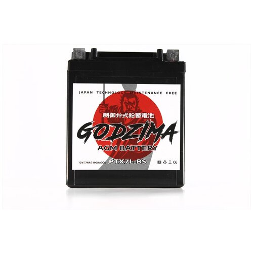 Godzima GZ1207.1 Мото аккумулятор стартерный для мотоцикла, квадроцикла, скутера AGM 12V 7 а/ч (YTX7L-BS)