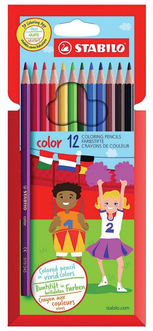 Карандаши цветные color 12 цветов, картонный футляр