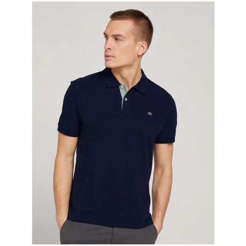 Поло Tom Tailor, размер S, синий футболка tom tailor хлопок размер s синий белый