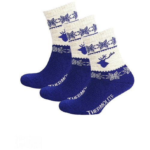 фото Носки status, 140 den, 3 пары, размер 23-25, синий, бежевый