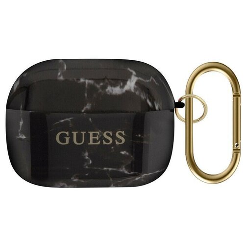 фото Чехол с карабином cg mobile guess tpu case with ring marble design для airpods pro, цвет черный (guacaptpumabk)