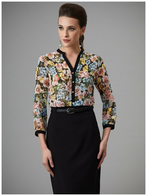 Блуза  Арт-Деко, размер 48, черный