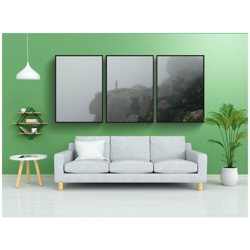 фото Набор модулных постеров для интерьера "утес, человек, силуэт" 60x90 см. в тубусе, без рамки lotsprints