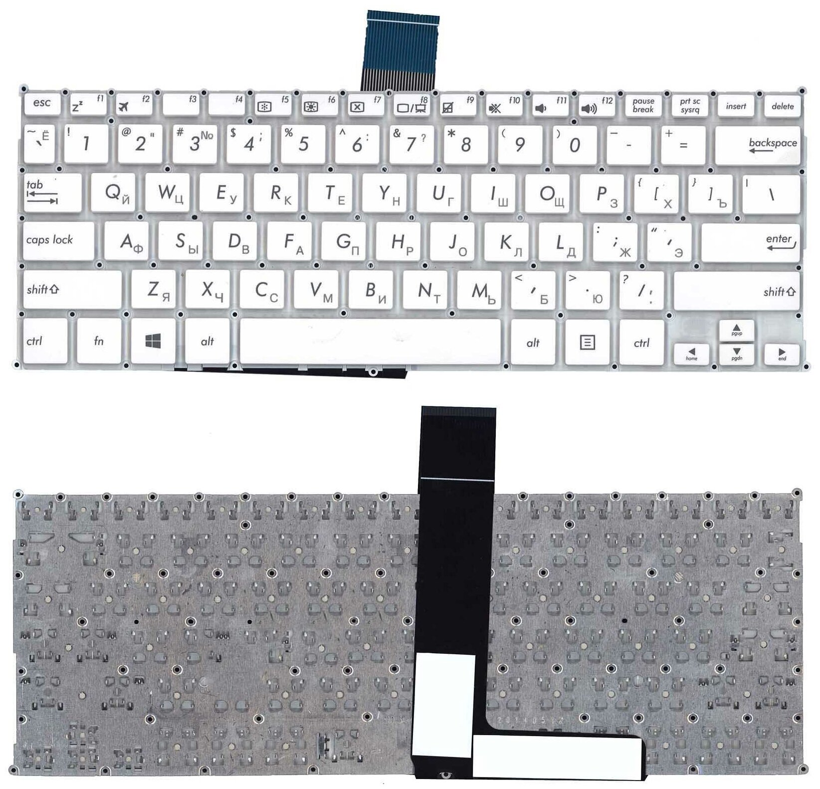 Клавиатура для ноутбука Asus F200CA F200LA F200MA белая без рамки плоский Enter 73900₽