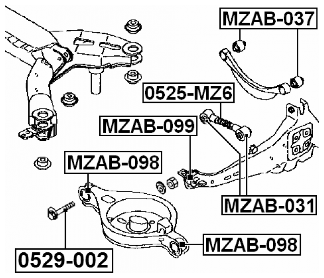 Сайлентблок заднего рычага Febest MZAB-037