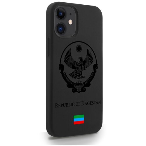 Черный силиконовый чехол SignumCase для iPhone 12 Mini Черный лаковый Герб Дагестана для Айфон 12 Мини