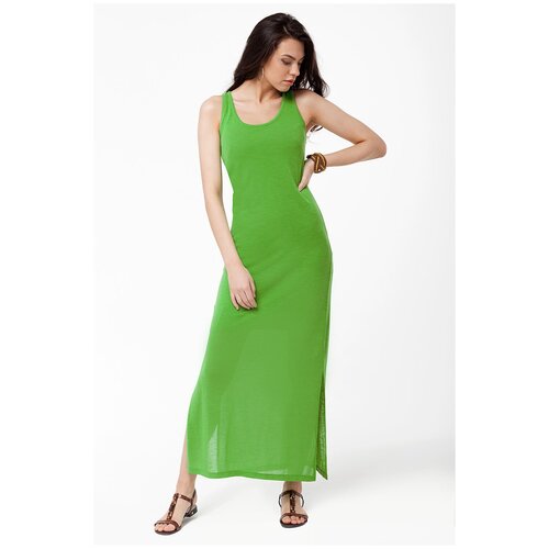 Длинное платье с подкладом и завязками на спине Vilatte (7503, зеленый, размер: 46) зеленого цвета