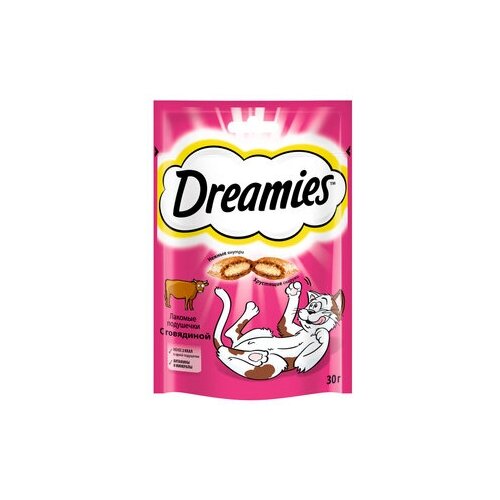 Dreamies Лакомые подушечки для кошек с говядиной, 7555, 0,06 кг (26 шт)