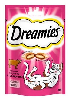 Dreamies Лакомые подушечки для кошек с говядиной, 7555, 0,06 кг