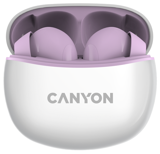 Наушники Canyon CNS-TWS5PU беспроводные, вкладыши, с микрофоном, TWS, Bluetooth, фиолетовый — фото 1