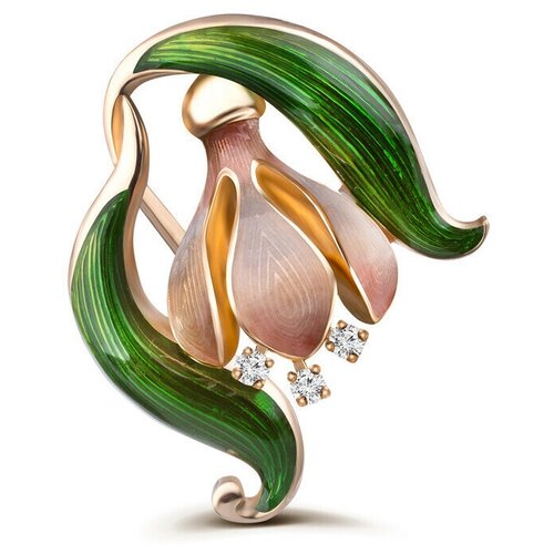 фото Русские самоцветы подвеска из желтого золота с бриллиантами "цветы под снегом"