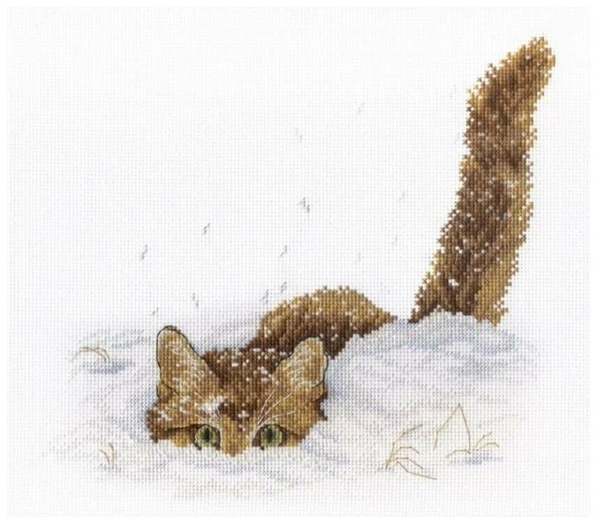 Набор для вышивания "Кот в снегу", 20x25 см, МП-студия