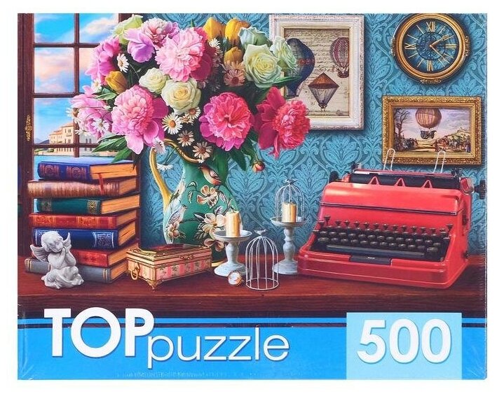 TOPpuzzle-500 "Натюрморт с печатной машинкой" (ХТП500-6828) Рыжий кот - фото №4