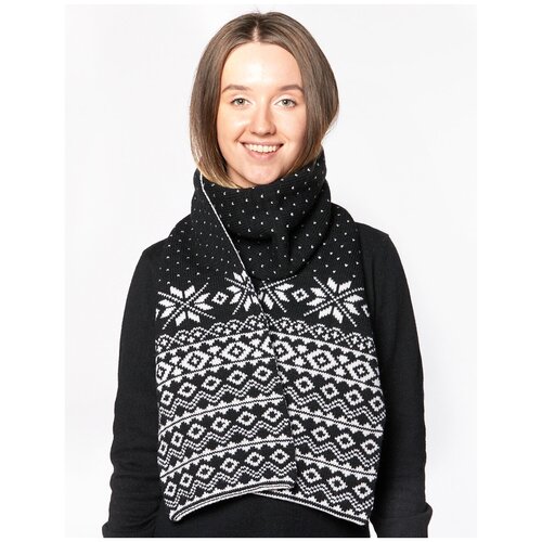 фото Шарф теплые звери, женский, рисунок снежинка