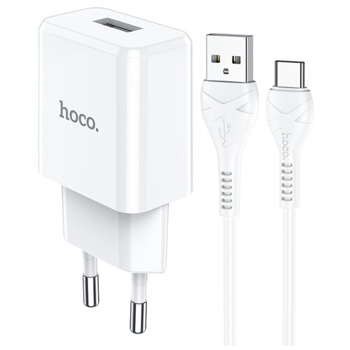 фото Зарядное устройство hoco n9 especial usb + кабель usb-type-c, 2.1a, белый