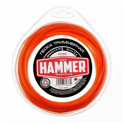 Леска триммерная Hammer 216-828 2.0мм 15м шестигранник в блистере