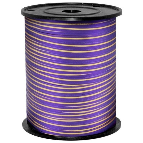 Лента (0,5 см*228,6 м) Золотая полоска, Фиолетовый, 1 шт.