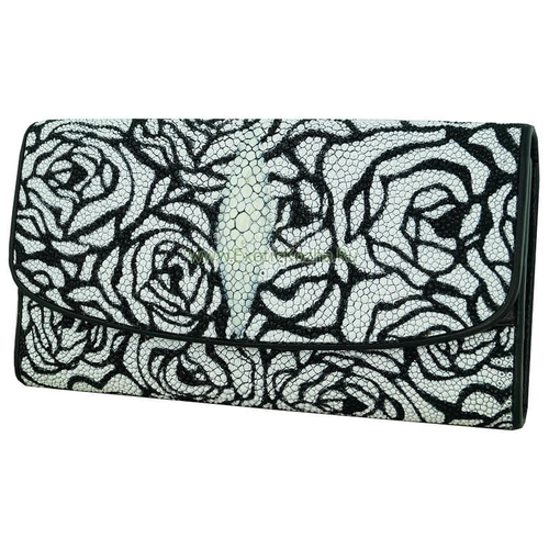 фото Женский кошелек из натуральной кожи ската "белые розы" exotic leather