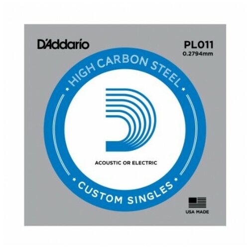 Струна одиночная для акустической и электрогитары DAddario PL011 daddario pl016 single plain steel 016 одиночная струна