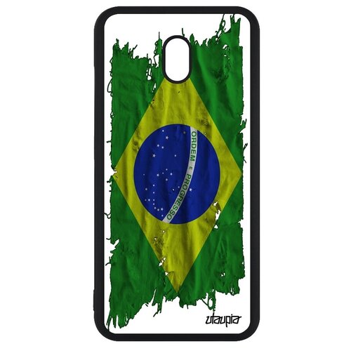 фото Красивый чехол для телефона // xiaomi redmi 8a // "флаг бразилии на ткани" патриот государственный, utaupia, белый