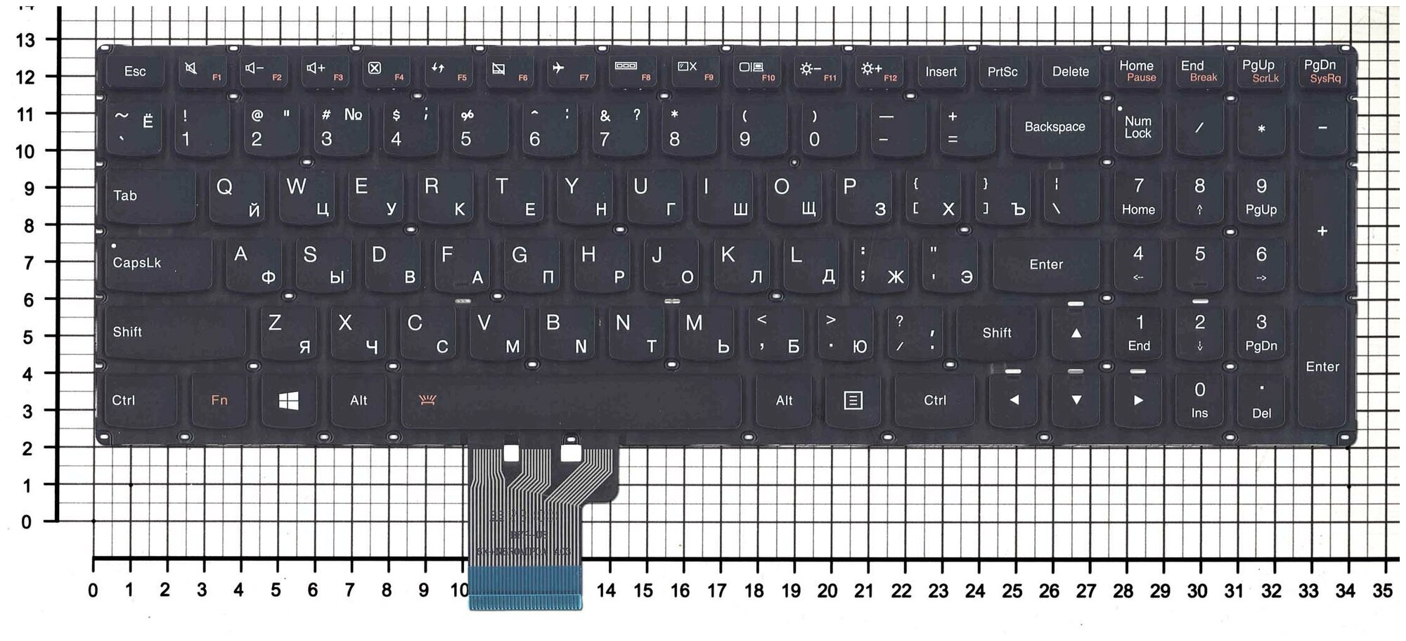 Клавиатура для ноутбука Lenovo T6B2-US черная без рамки с подсветкой