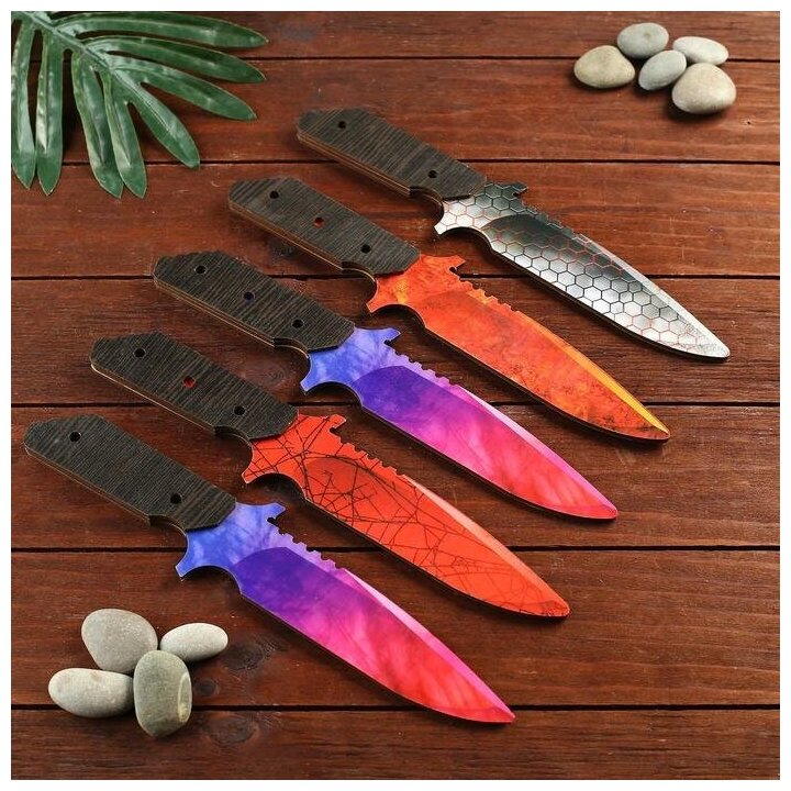 Сувенир деревянный нож 6 модификация, 5 расцветов в фасовке, микс
