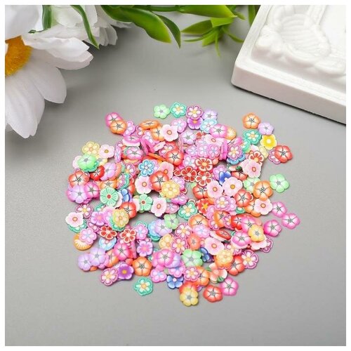 фото Декор для творчества пластик "цветочная полянка" набор 20 гр микс mikimarket