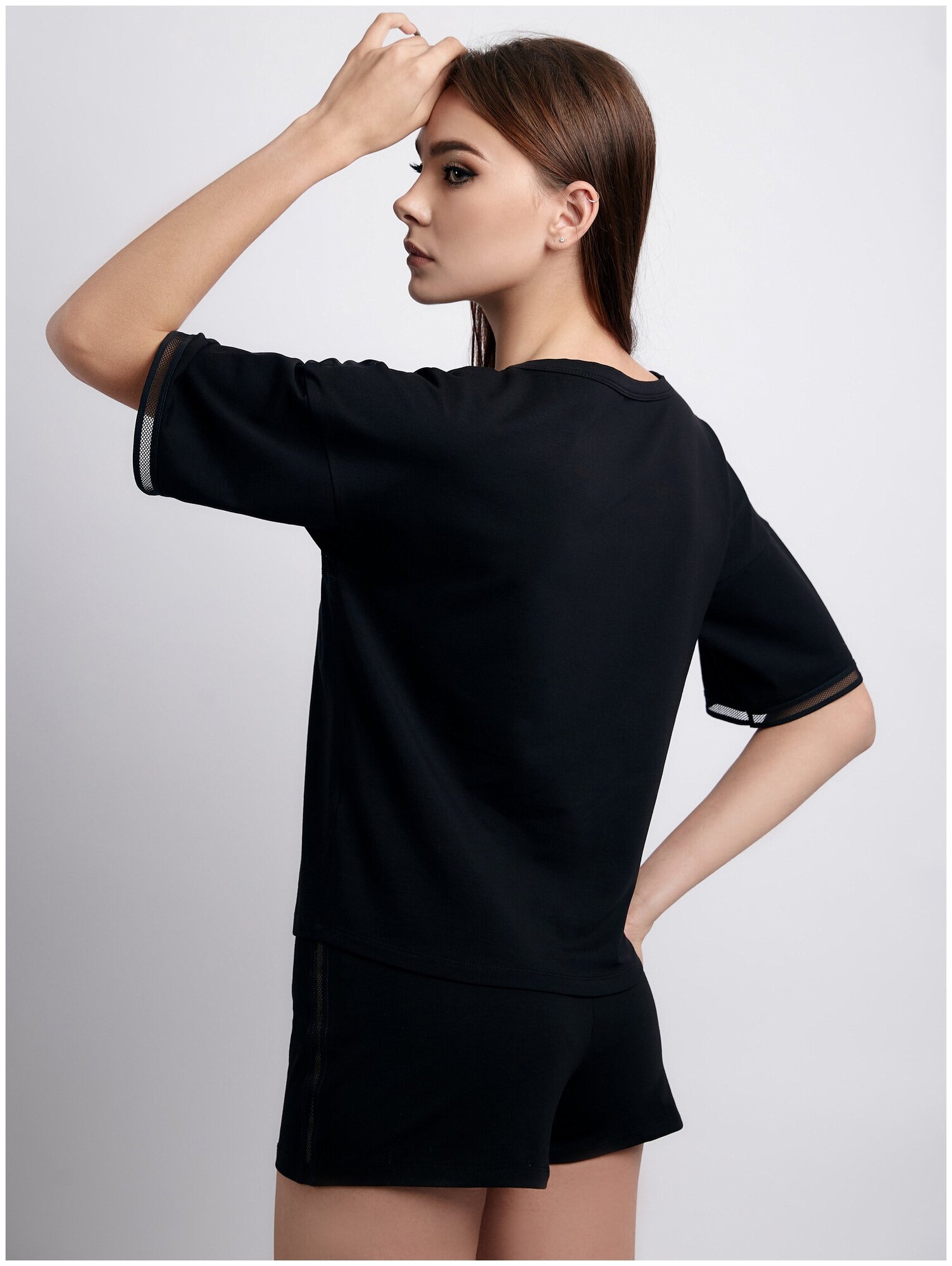 Пижама с шортами Mon Plaisir, арт. 45482645, черный, размер 44 - фотография № 4