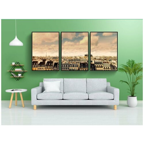 фото Набор модулных постеров для интерьера "париж, франция, город" 60x90 см. в тубусе, без рамки lotsprints