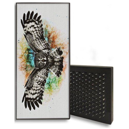 фото Доска садху / доска с гвоздями / доска для йоги / животные красочный филин сова - 1084 / шаг 10мм чакра