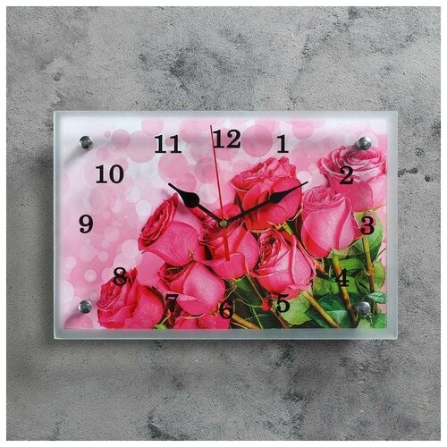 фото Часы настенные, серия: цветы, "розовые розы", 20х30 см, микс newstory