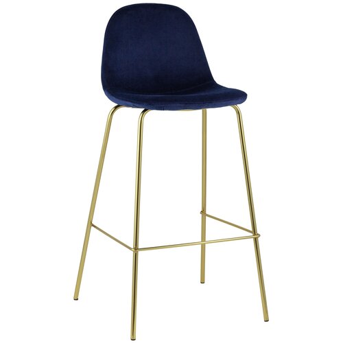 фото Стул барный валенсия велюр синий золотые ножки stool group